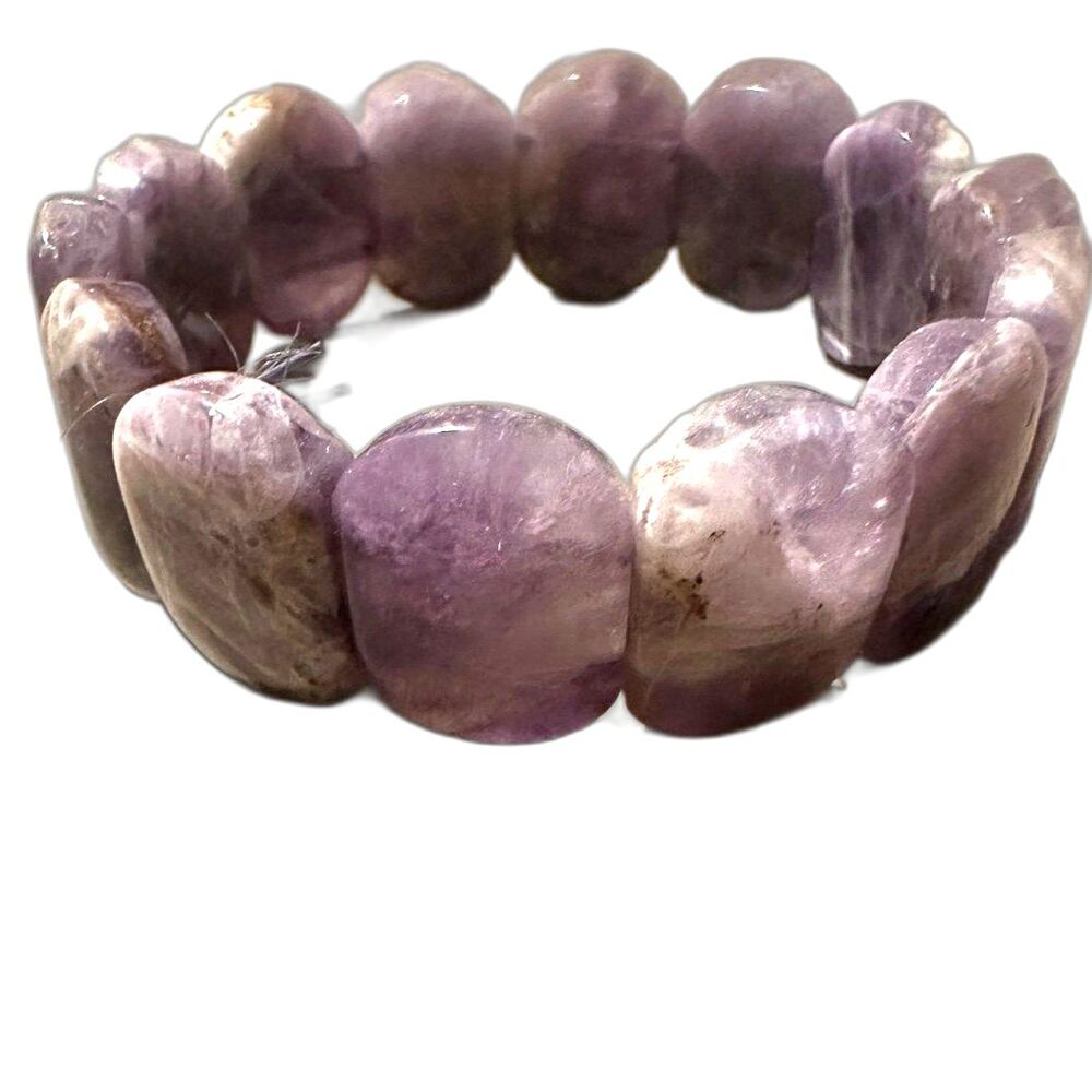 Purple Beaded  Amethyst Style Stretch Bracelet Chunky Statement Jewelry